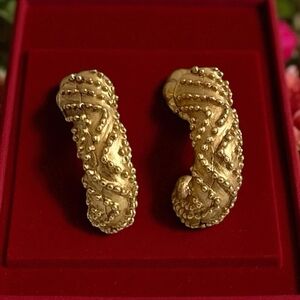 Gold-Toned Textured Hoop Earrings NWOT